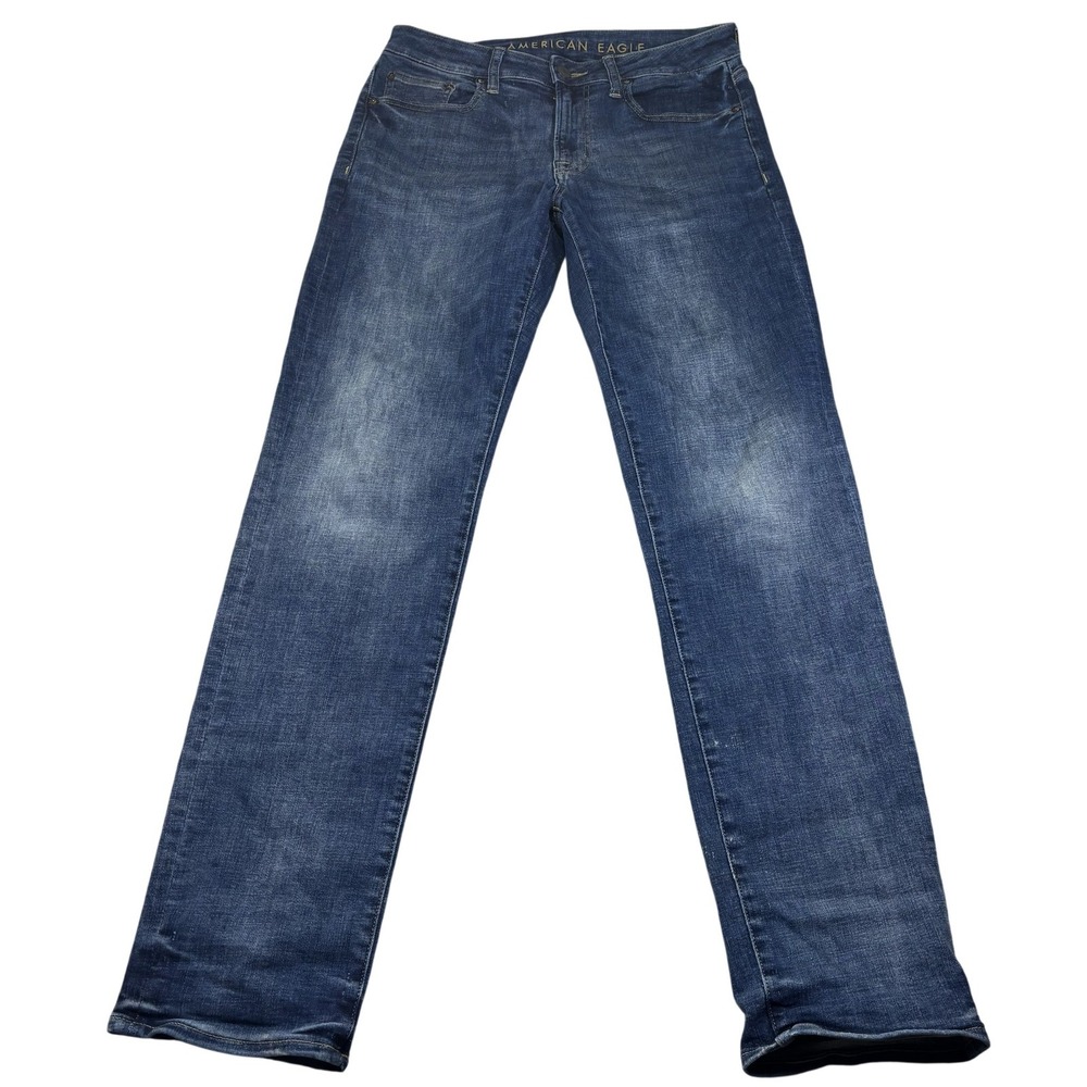 American Eagle Original Straight Jeans Mens 32x32 Blue Med Wash Stretch Denim